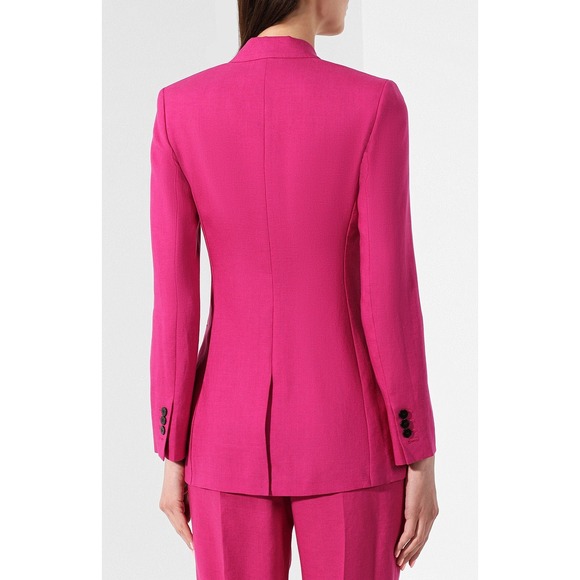 Theory Hot Pink 100% Linen Double Breasted Tailored Blazer Jacket Size 2 $595 - Picture 3 of 9
